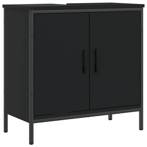 vidaXL Waschbeckenunterschrank, Waschbeckenschrank mit viel Stauraum, Unterschrank für Waschbecken Waschtisch, Badschrank Badezimmerschrank Badmöbel, Schwarz Holzwerkstoff von vidaXL