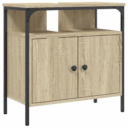 vidaXL Waschbeckenunterschrank, Waschbeckenschrank mit viel Stauraum, Unterschrank für Waschbecken Waschtisch, Badschrank Badezimmerschrank Badmöbel, Sonoma-Eiche Holzwerkstoff vidaXL Waschbeckenunterschrank, Waschbeckenschrank mit viel Stauraum, Unterschrank für Waschbecken Waschtisch, Badschrank Badezimmerschrank Badmöbel, Sonoma-Eiche Holzwerkstoff von vidaXL
