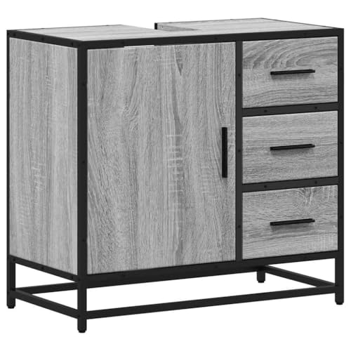 vidaXL Waschbeckenunterschrank Grau Sonoma 65x33x60 cm Holzwerkstoff, Waschbeckenschrank, Waschtischunterschrank, Waschtisch Unterschrank, Waschtisch von vidaXL