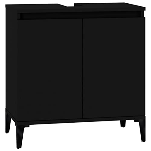 vidaXL Waschbeckenunterschrank Schwarz 58x33x60 cm Holzwerkstoff von vidaXL