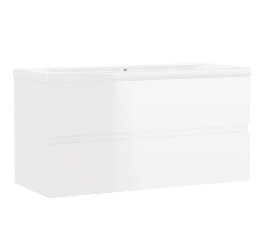 vidaXL Waschbeckenunterschrank Waschbeckenschrank mit Einbaubecken Hochglanz-Weiß von vidaXL