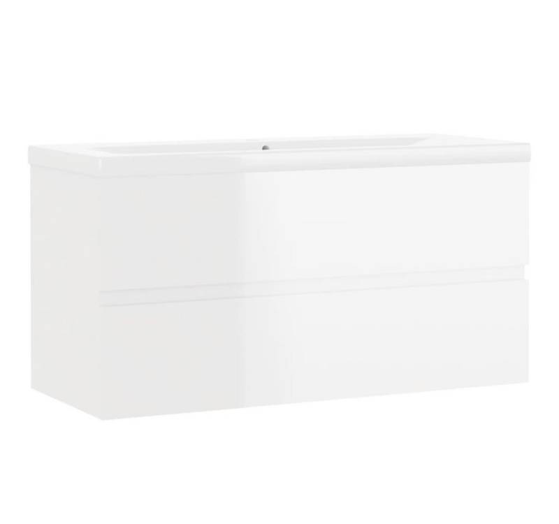 vidaXL Waschbeckenunterschrank Waschbeckenschrank mit Einbaubecken Hochglanz-Weiß von vidaXL