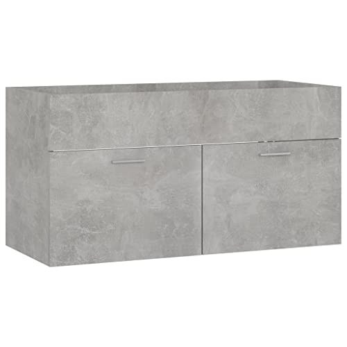 vidaXL Waschbeckenunterschrank Waschtisch Unterschrank Badmöbel Badschrank Badezimmerschrank Badezimmer Betongrau 90x38,5x46cm Holzwerkstoff von vidaXL