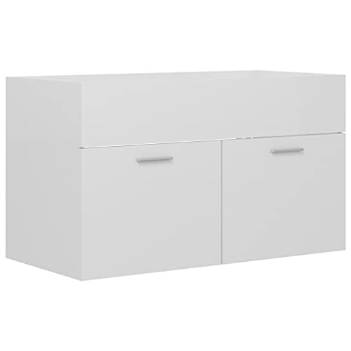 vidaXL Waschbeckenunterschrank Waschtisch Unterschrank Badmöbel Badschrank Badezimmerschrank Badezimmer Hochglanz-Weiß 80x38,5x46cm Holzwerkstoff von vidaXL