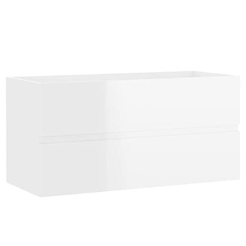 vidaXL Waschbeckenunterschrank Waschtisch Unterschrank Badmöbel Badschrank Badezimmerschrank Badezimmer Hochglanz-Weiß 90x38,5x45cm Holzwerkstoff vidaXL Waschbeckenunterschrank Waschtisch Unterschrank Badmöbel Badschrank Badezimmerschrank Badezimmer Hochglanz-Weiß 90x38,5x45cm Holzwerkstoff von vidaXL