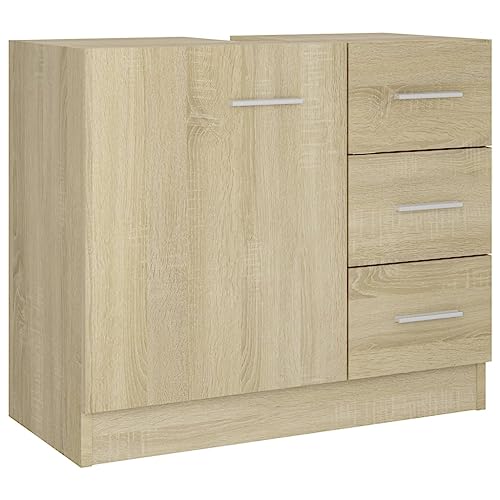 vidaXL Waschbeckenunterschrank Waschtisch Unterschrank Badmöbel Badschrank Badezimmerschrank Badezimmer Sonoma-Eiche 63x30x54cm Holzwerkstoff von vidaXL