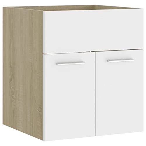 vidaXL Waschbeckenunterschrank Waschtisch Unterschrank Badmöbel Badschrank Badezimmerschrank Badezimmer Weiß Sonoma-Eiche 41x38,5x46cm Holzwerkstoff von vidaXL