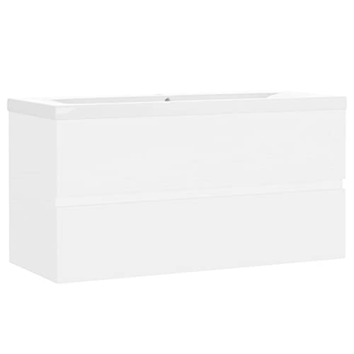 vidaXL Waschbeckenunterschrank mit Einbaubecken Unterschrank Badschrank Waschtisch Badezimmerschrank Badmöbel Hängeschrank Weiß Holzwerkstoff vidaXL Waschbeckenunterschrank mit Einbaubecken Unterschrank Badschrank Waschtisch Badezimmerschrank Badmöbel Hängeschrank Weiß Holzwerkstoff von vidaXL