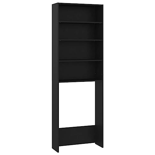 vidaXL Waschmaschinenschrank Badmöbel Badschrank Hochschrank Waschmaschinen Umbauschrank Badezimmer Schrank Regal Schwarz 64x24x190cm von vidaXL