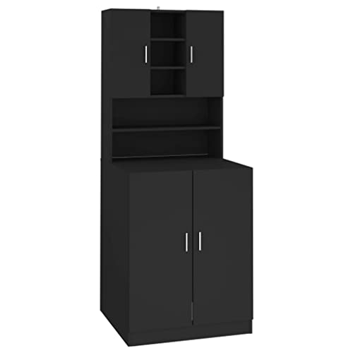 vidaXL Waschmaschinenschrank Badschrank Badmöbel Badezimmerschrank Schrank Badezimmermöbel Waschmaschinen Umbauschrank Hochschrank Schwarz von vidaXL