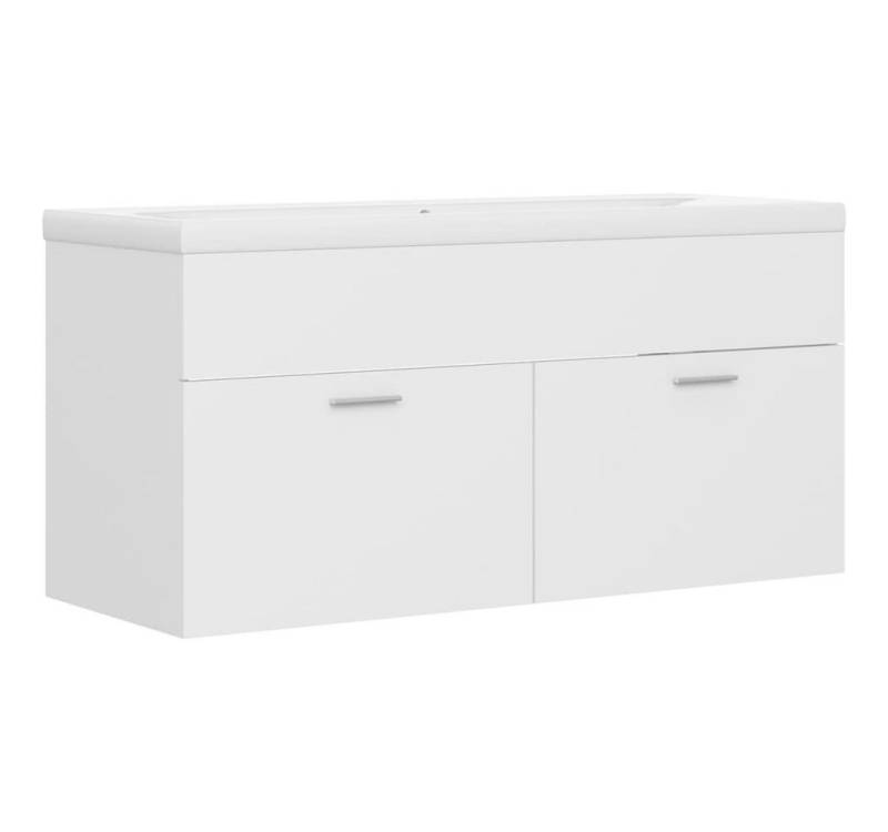vidaXL Waschtisch Waschbeckenunterschrank mit Einbaubecken Weiß Spanplatte 100 cm von vidaXL