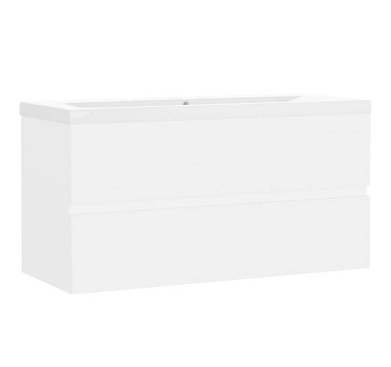 vidaXL Waschtisch Waschbeckenunterschrank mit Einbaubecken Weiß Spanplatte 91 cm von vidaXL
