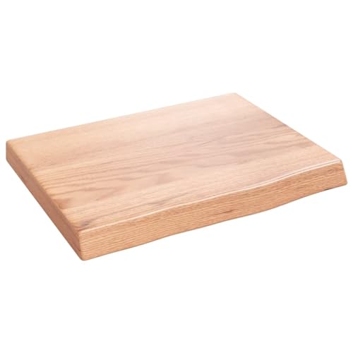 vidaXL Waschtischplatte, Multifunktional Arbeitsplatte mit Naturkante, Waschtischkonsole Tischplatte für Badezimmer, Holzplatte Platte, Hellbraun 40x30x(2-4) cm Massivholz Behandelt von vidaXL