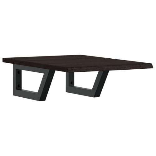 vidaXL Waschtischplatte mit Halterung, Holzplatte Waschtischkonsole Wandmontage, Waschbeckenplatte Wandkonsole Wandregal, Stahl Massivholz Eiche von vidaXL