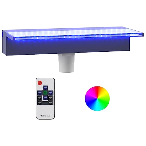 vidaXL Wasserfall Element mit RGB LEDs Schwalldusche Schwallbrause Pool-Fontäne Wasserfontäne Wasserspiel für Gartenteich Pool Deko Acryl 45cm von vidaXL