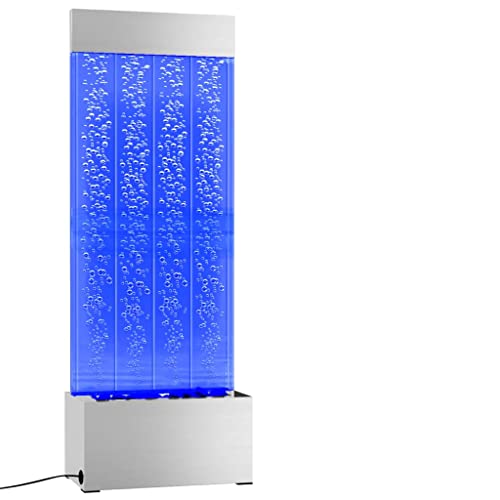 vidaXL Wassersäule Säulenleuchte Wasserfall Sprudelsäule Lichtsäule Sprudelwand Wasserwand Blasensäule mit RGB LEDs Edelstahl Acryl 110cm von vidaXL