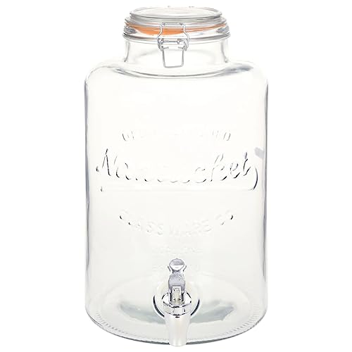 vidaXL Wasserspender XXL mit Zapfhahn Vintage Getränkespender Saftspender Dispenser Wasser Cocktail Spender Glas Behälter Transparent 8L Glas von vidaXL