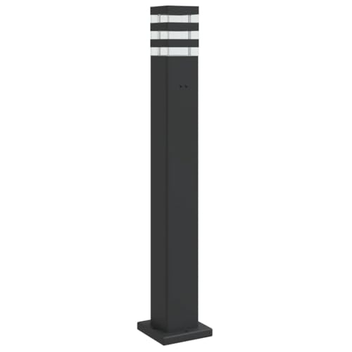 vidaXL Wegeleuchte mit Steckdose, Außenleuchte mit IP44-Schutzart, Standleuchte mit Diffusor, Gartenlampe Stehleuchte, Schwarz Aluminium von vidaXL