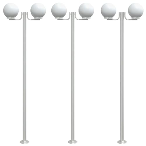 vidaXL Wegeleuchten 3 Stk., Wegeleuchte mit IP44-Schutzart, Außenleuchte mit Diffusor, Standleuchte Gartenlampe, Silbern Edelstahl von vidaXL