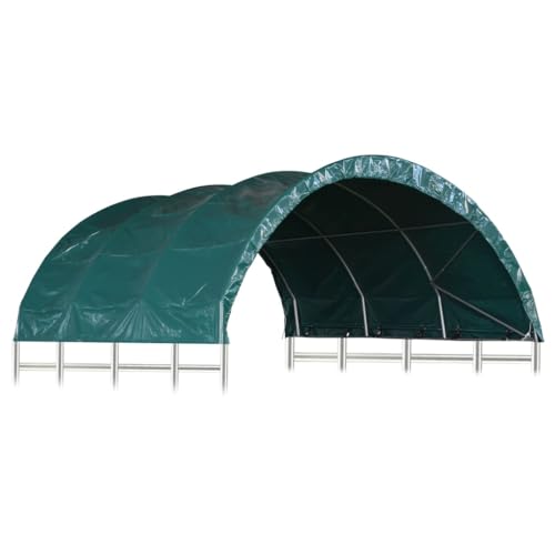 vidaXL Weidezelt Wasserfest Weidehütte Offenstall Weide Unterstand Weideunterstand Schafe Pferde Kühe Stall Shelter PVC 3,7x3,7m Grün von vidaXL