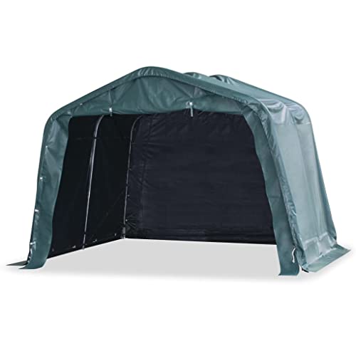 vidaXL Weidezelt Weideunterstand Offenstall Weidehütte Pferde Schafe Kühe Unterstand Stall Shelter Stahl PVC 550g/m² 3,3x3,2m Dunkelgrün von vidaXL