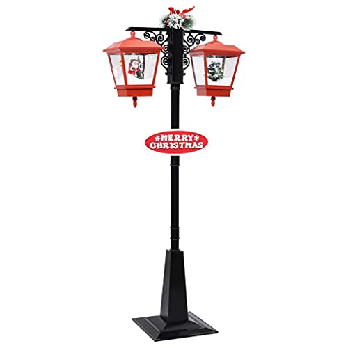 vidaXL Weihnachten Wegeleuchte mit Weihnachtsmann Kunstschnee Doppellampen Weihnachtslaterne Dekoration Lampe Leuchte Weihnachtsdeko 81x40x188cm PVC von vidaXL