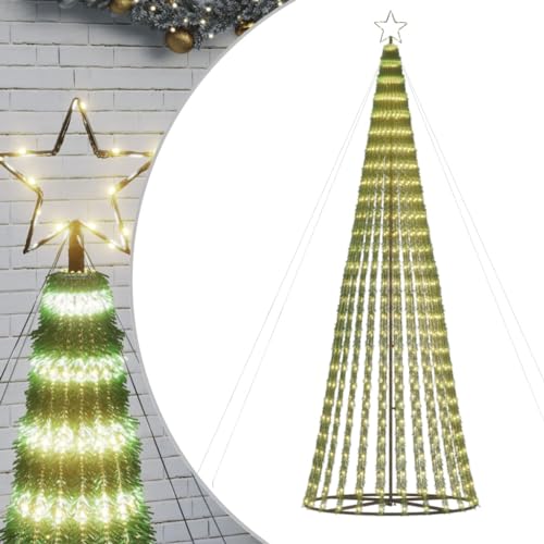 vidaXL Weihnachtsbaum, Beleuchtet Christbaum mit 688 LEDs, LED Tannenbaum Kegelform mit 8 Beleuchtungsmodi, Weihnachtsbeleuchtung Weihnachtsdeko, Warmweiß 300 cm von vidaXL