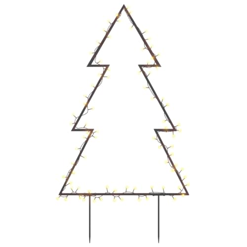vidaXL Weihnachtsbaum, Beleuchtet Christbaum mit Erdspießen 80 LEDs, Wasserdicht LED Tannenbaum mit 8 Beleuchtungsmodi, Weihnachtsbeleuchtung Weihnachtsdeko, 60 cm von vidaXL