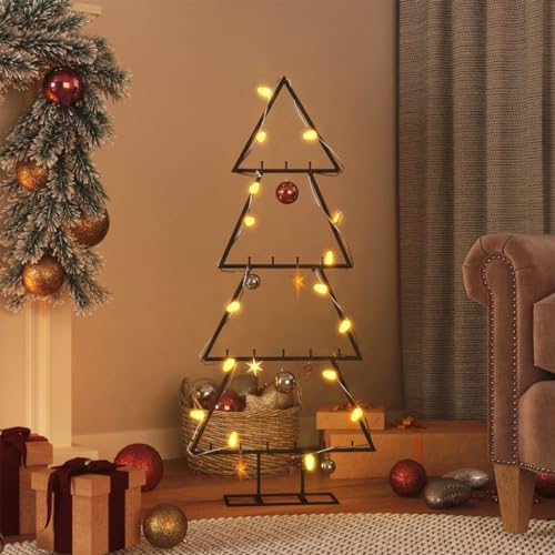 vidaXL Metall Weihnachtsbaum für Dekorationen, Christbaum mit Ständer, Platzsparend DIY Dekoration, Weihnachtsschmuck Weihnachtsdeko, Schwarz 125cm von vidaXL