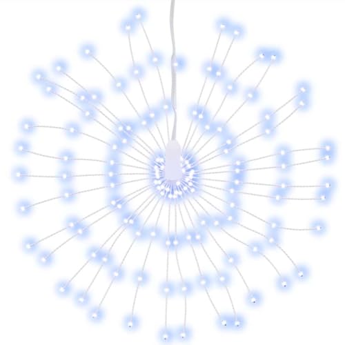 vidaXL Weihnachtsbeleuchtung 4 STK., Feuerwerk Lichterkette Weihnachtsdeko, Wasserdicht 8 Modi Weihnachtslicht mit Fernbedienung Timer für Innen Außen, 140 LEDs Kaltweiß 17cm von vidaXL