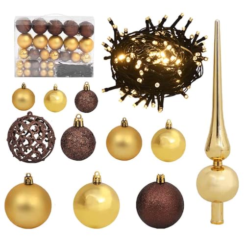 vidaXL Weihnachtskugel Set 61-TLG. mit Spitze 150 LEDs Christbaumkugel Weihnachtsbaumkugel Weihnachtskugeln Christbaumkugeln Weihnachtsbaumkugeln Golden Bronze von vidaXL