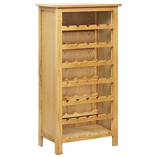 vidaXL Weinschrank, 7-stöckiger Weinflaschenhalter, Bodenweinschrank, Weinflaschen-Organizer für Wohnzimmer, Küche, Speisekammer, Bauernhaus, massives Eichenholz von vidaXL