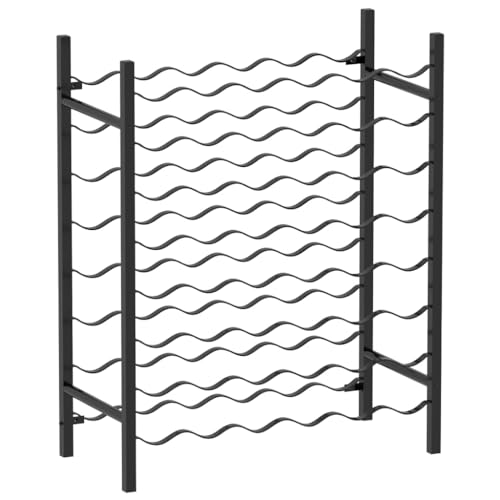 vidaXL Weinregal für 48 Flaschen Freistehend Flaschenregal Flaschenständer Flaschenhalter Regal Weinflaschenregal Weinständer Schwarz Metall von vidaXL