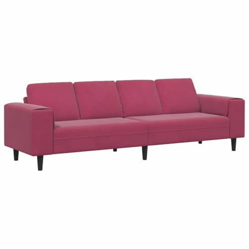 vidaXL Weinrotes Samt 4-Sitzer-Sofa mit modernem Design, 250 x 77 x 76 cm, aus Holz gebaut, hat schicke, Schwarze Beine, Glatte Matte Oberfläche, verstellbare Sitzfläche und kommt mit Rückenkissen. vidaXL Weinrotes Samt 4-Sitzer-Sofa mit modernem Design, 250 x 77 x 76 cm, aus Holz gebaut, hat schicke, Schwarze Beine, Glatte Matte Oberfläche, verstellbare Sitzfläche und kommt mit Rückenkissen. von vidaXL