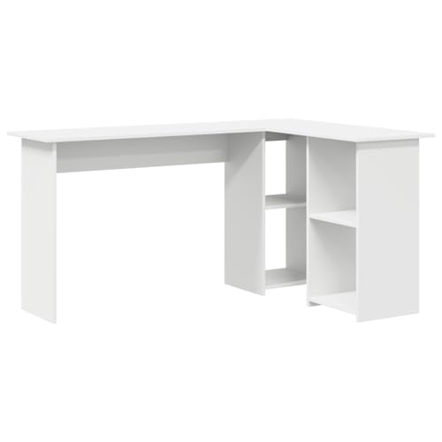 vidaXL Weißer Computertisch mit Regalen Holzwerkstoff Finish Modern Stil für Heimbüro Viel Platz und klare Linien zum Studieren Schreiben Zeitgenössischer Tisch Kompakt vidaXL Weißer Computertisch mit Regalen Holzwerkstoff Finish Modern Stil für Heimbüro Viel Platz und klare Linien zum Studieren Schreiben Zeitgenössischer Tisch Kompakt von vidaXL