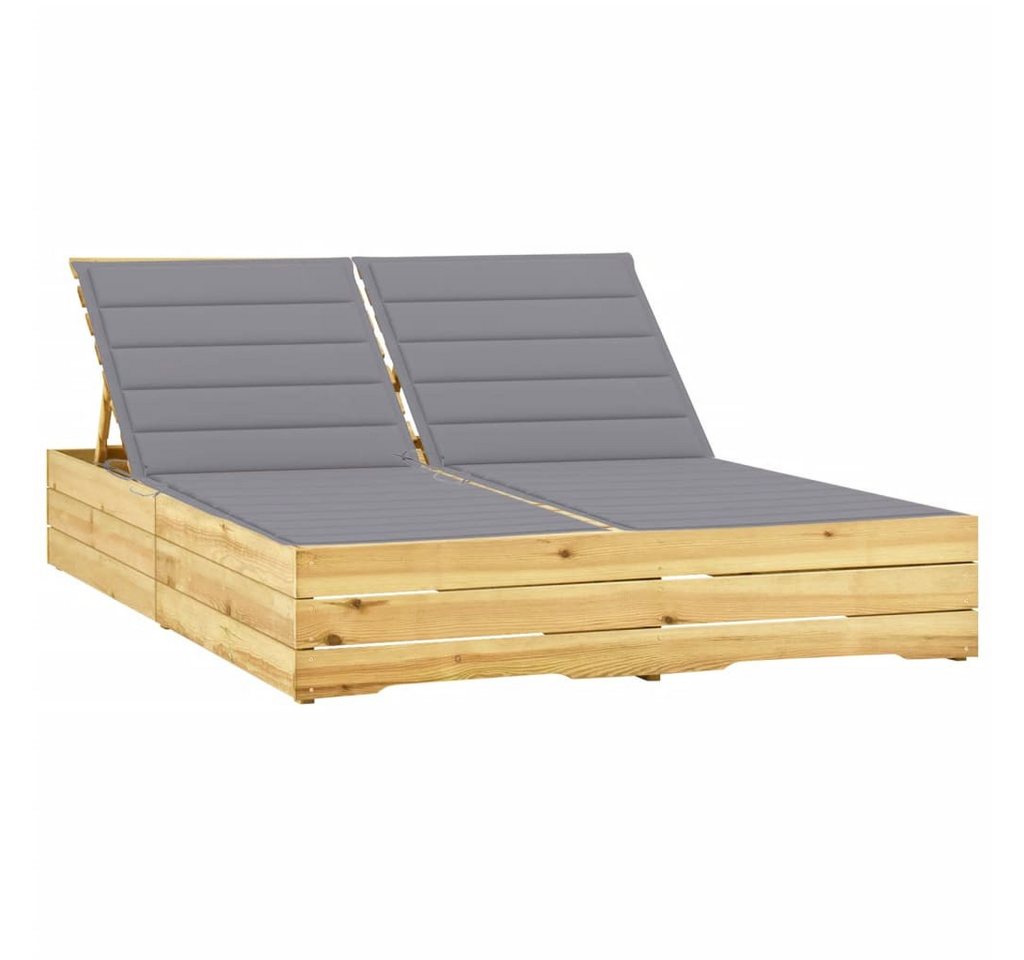 vidaXL Gartenliege Doppelliege Gartenliege Sonnenliege Holzliege mit Auflagen grau Kiefer vidaXL Gartenliege Doppelliege Gartenliege Sonnenliege Holzliege mit Auflagen grau Kiefer von vidaXL