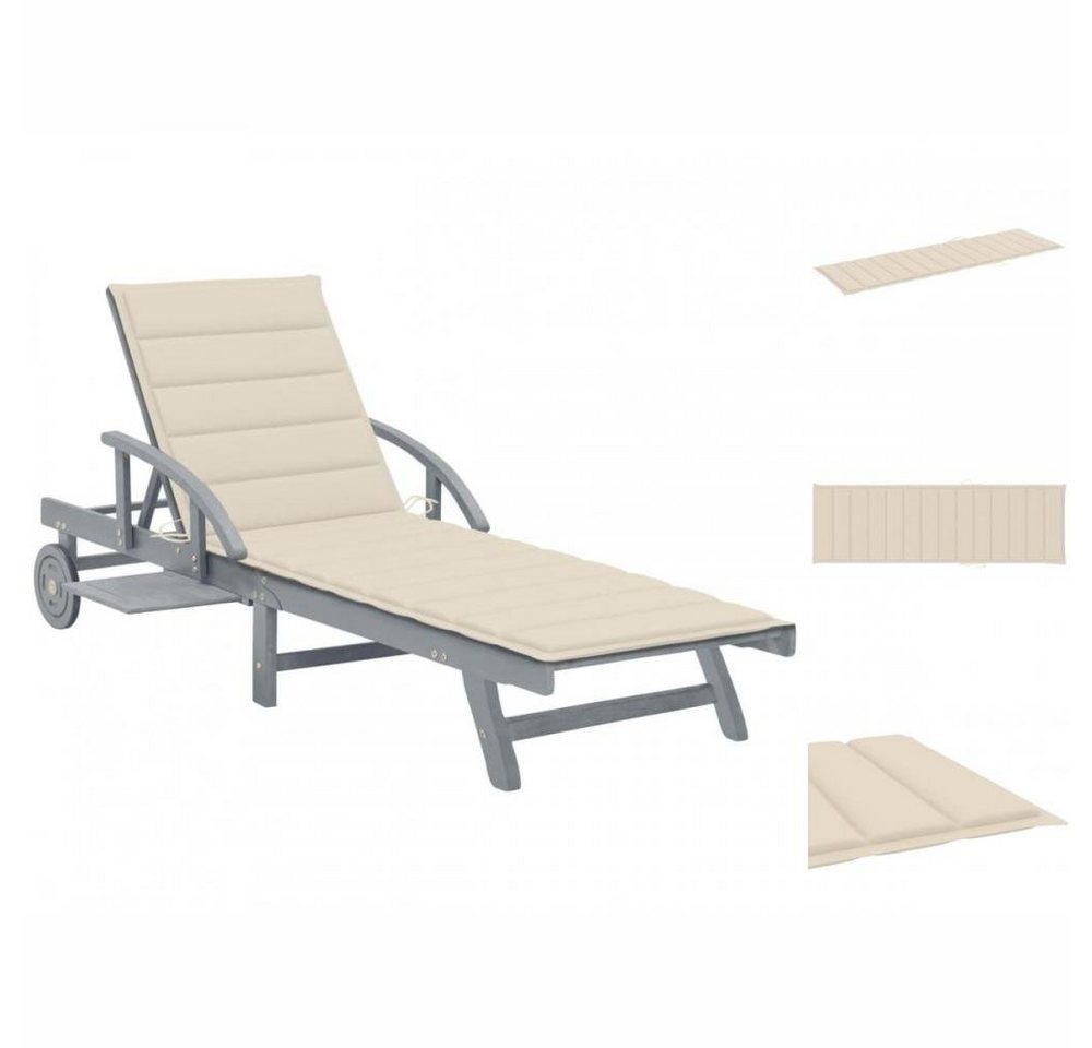 vidaXL Wellnessliege Gartenliege Sonnenliege Rollliege Relaxliege mit creme Auflage Akazie von vidaXL