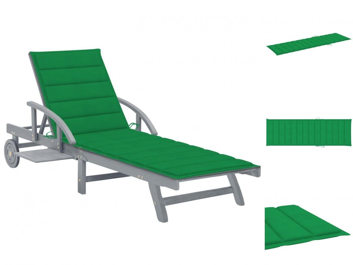 vidaXL Wellnessliege Gartenliege Sonnenliege Rollliege Relaxliege mit grüner Auflage Akazie von vidaXL