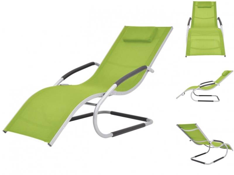 vidaXL Wellnessliege Sonnenliege mit Auflage Aluminium und Textilene Grün Gartenliege von vidaXL
