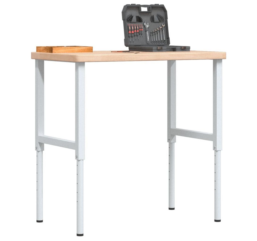 vidaXL Werkbank, Werkbank 100x60x(73-99,5) cm Massivholz Eiche Rechteckig von vidaXL