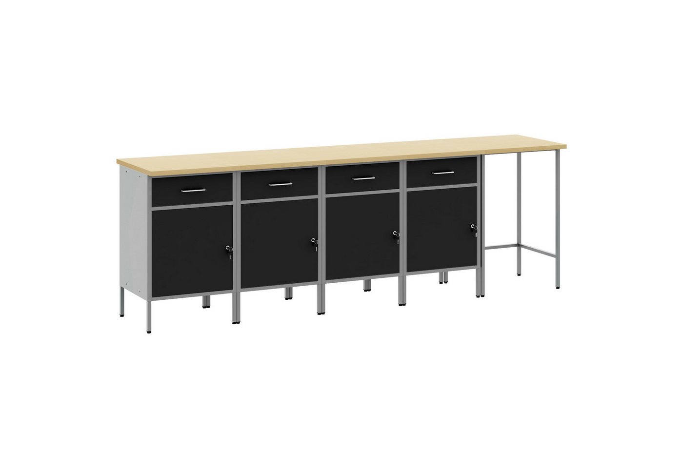 vidaXL Werkbank 5-tlg. Werkstatteinrichtung-Set Schwarz Holzwerkstoff, (5-tlg) von vidaXL