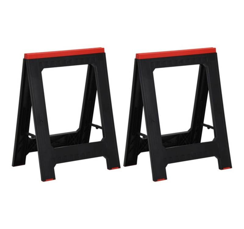 vidaXL Werkbank Arbeitsböcke 2 Stk Klappbar Schwarz Rot Polypropylen 350 kg von vidaXL