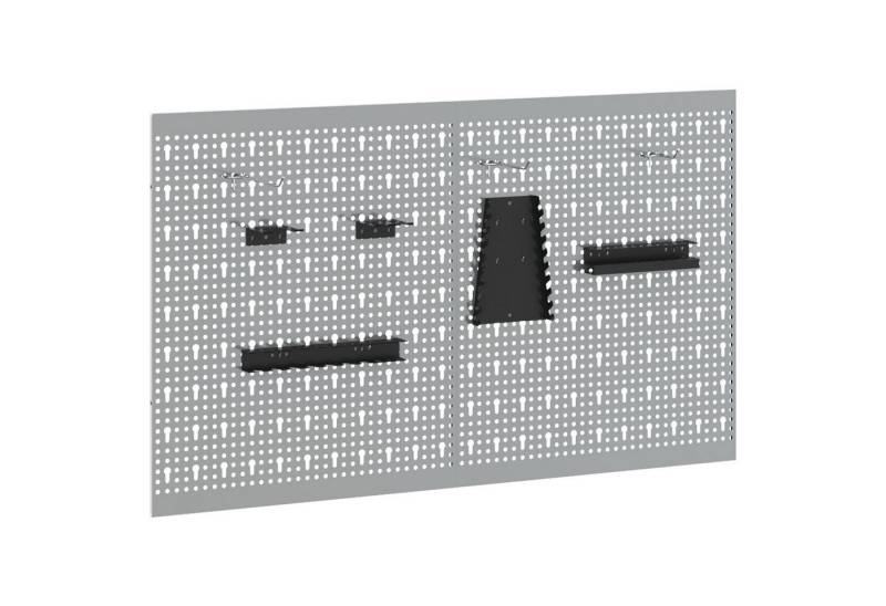 vidaXL Werkbank Pegboards 2er Set mit 8 Zubehörteilen in Grau 50x60 cm aus Stahl von vidaXL