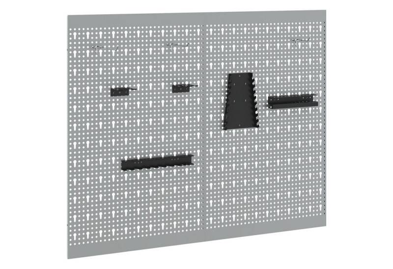 vidaXL Werkbank Pinnwände 2er Set mit 8 Zubehörteilen Grau 50x80 cm Stahl von vidaXL
