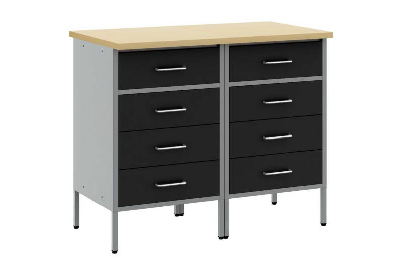 vidaXL Werkbank Werkbank 2er Set Schwarz und Grau aus Holzwerkstoff und Stahl von vidaXL