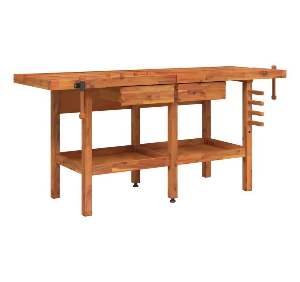 vidaXL Werkbank Werkbank mit Schubladen Schraubstöcken 192x62x83 cm Akazienholz, (1-tlg) von vidaXL