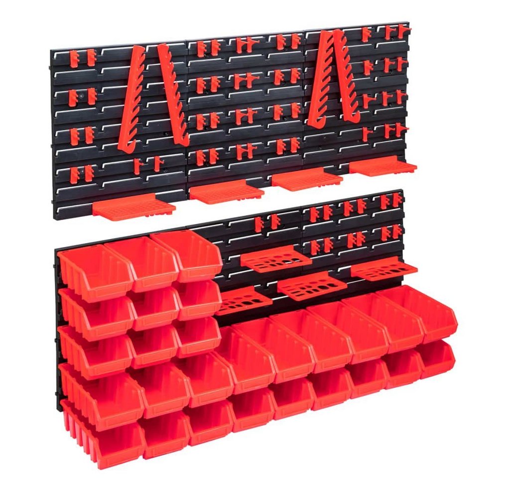 vidaXL Werkzeugbox 103-tlg. Werkzeugwand mit Sichtlagerkästen Rot und Schwarz von vidaXL