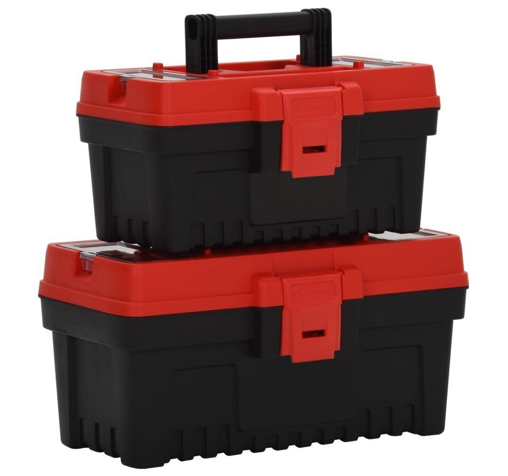 vidaXL Werkzeugbox 2-tlg. Werkzeugbox-Set Schwarz und Rot Polypropylen (1 St) von vidaXL