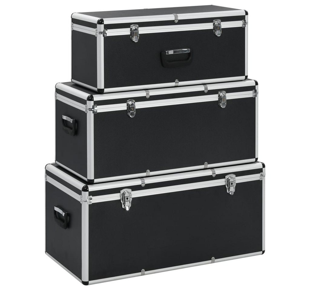 vidaXL Werkzeugbox Aufbewahrungskoffer 3 Stk. Schwarz Aluminium (3 St) von vidaXL