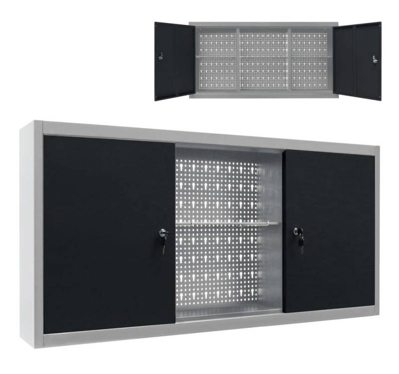 vidaXL Werkzeugbox Wand-Werkzeugschrank Industrie-Stil Metall Grau und Schwarz (1 St) von vidaXL